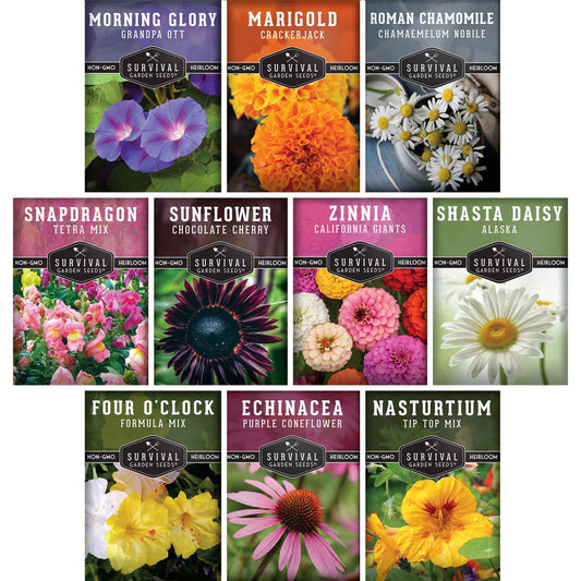 10 Flower Seed Collection - 10 Colorful & Useful Flower Varieties