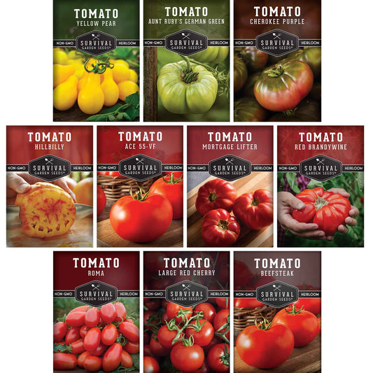10 Tomato Seed Collection - A Rainbow of Heirloom Tomato Varieties