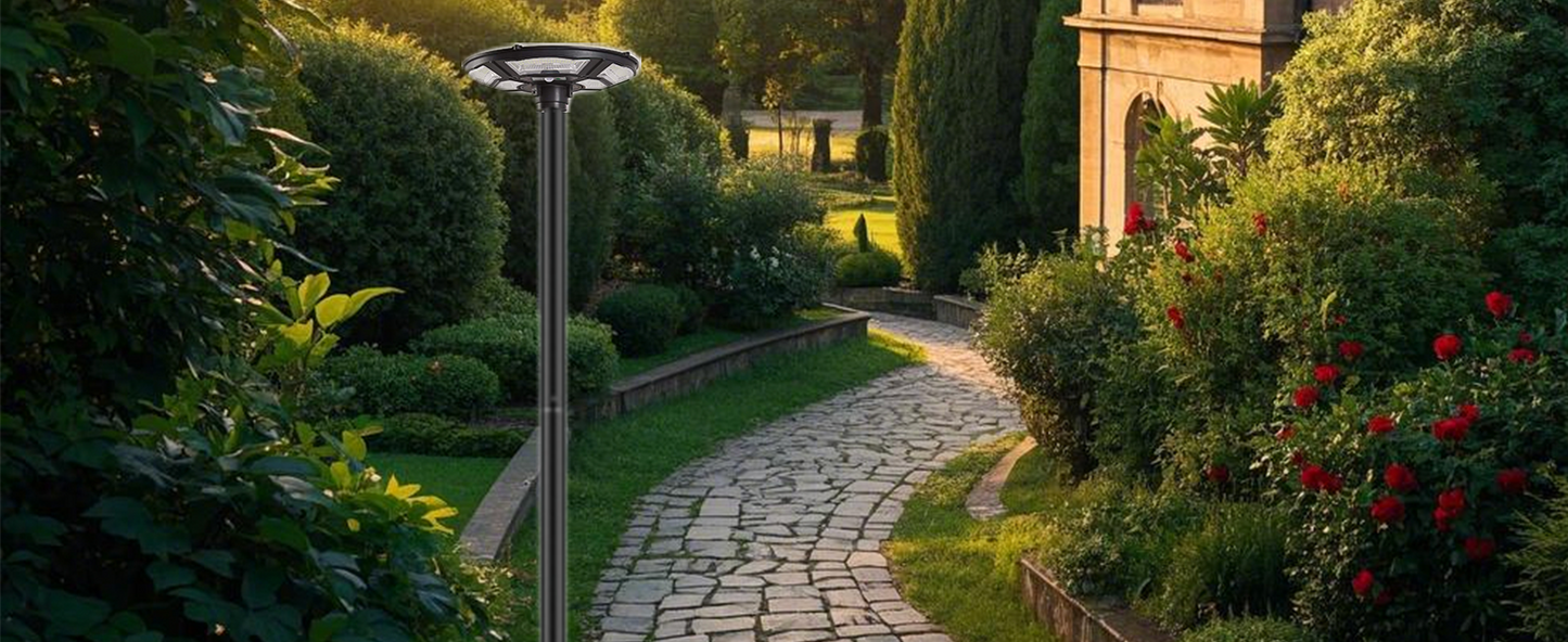 1500W Commercial Solar Flag Pole Outdoor Lamp Post Light with 98 inch Pole IP67 Waterproof With Remote