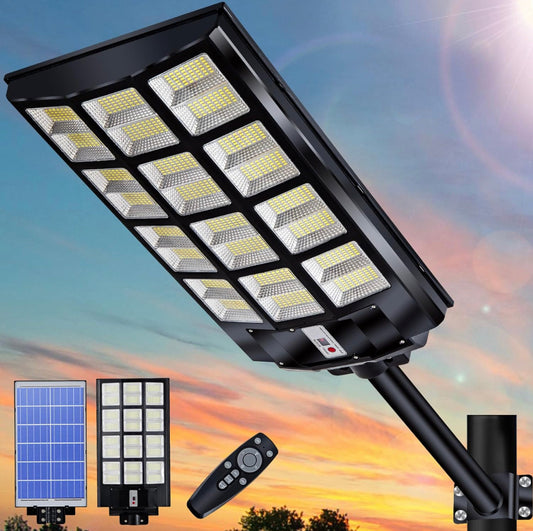 1200W Commercial Solar Street Light , 100000LM Parking Lot Light Dusk to Dawn With Remote
