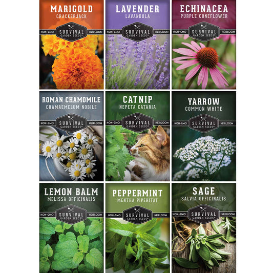 Medicinal Tea Seed Collection - 9 Flowers and Herbs for Medicinal Tea