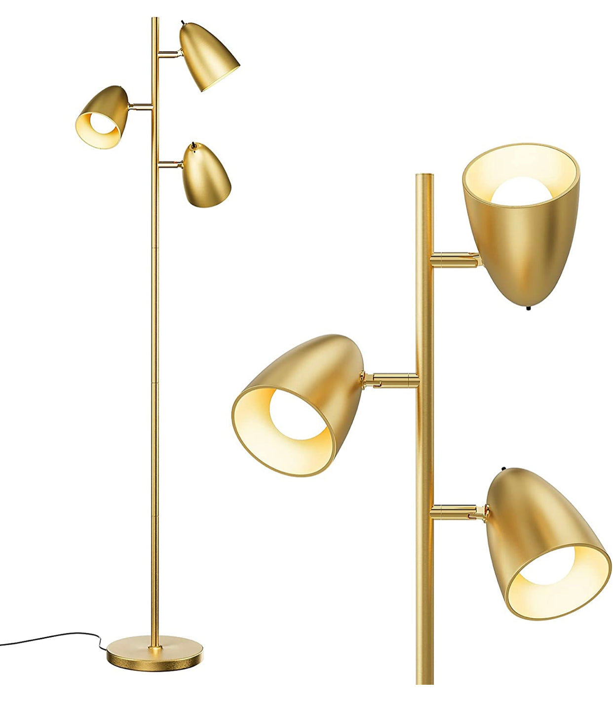 LED Reading and Floor Lamp - Standing Tall Pole Lamp with 3 LED Bulbs