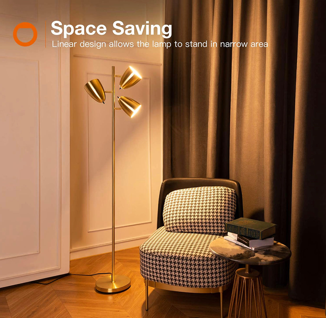 LED Reading and Floor Lamp - Standing Tall Pole Lamp with 3 LED Bulbs