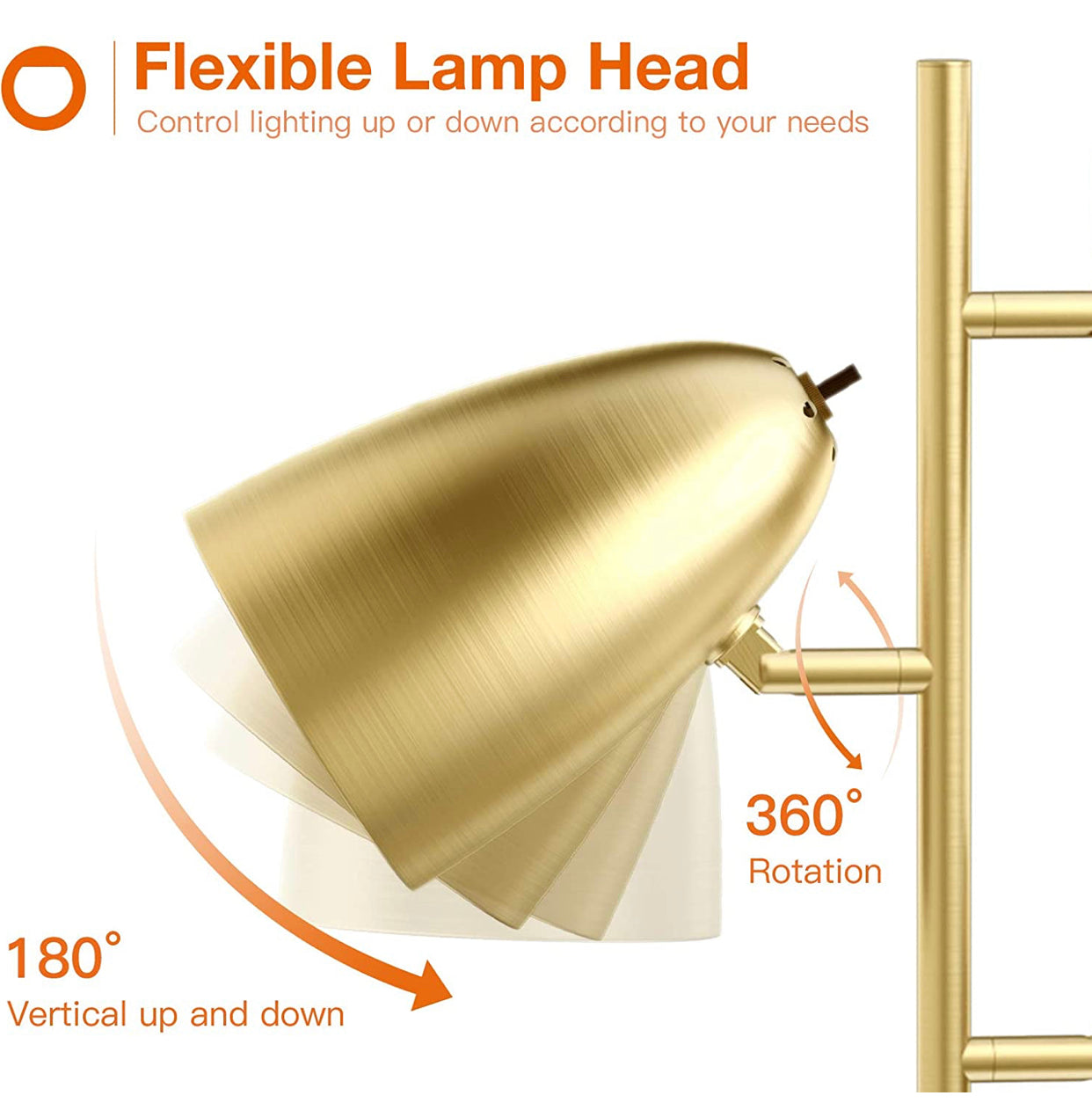 LED Reading and Floor Lamp - Standing Tall Pole Lamp with 3 LED Bulbs