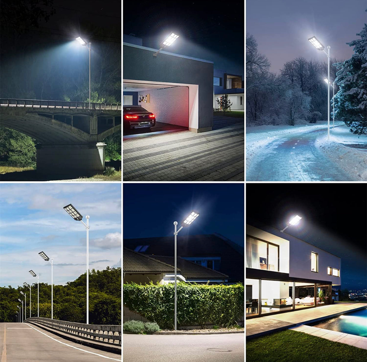 1200W Commercial Solar Street Light , 100000LM Parking Lot Light Dusk to Dawn With Remote