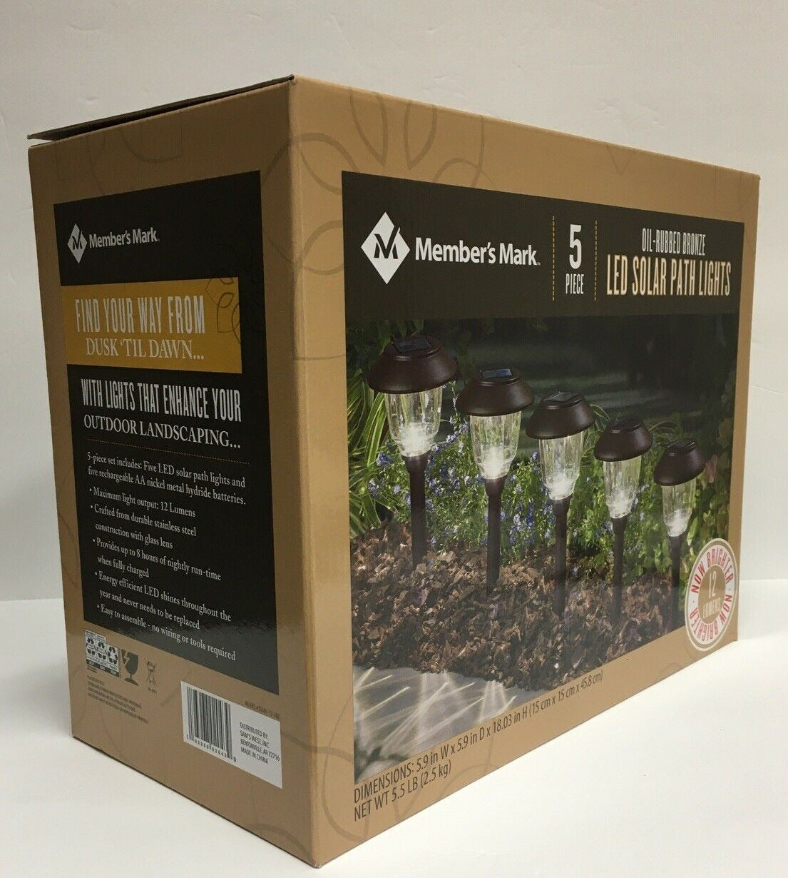 Member's Mark Solar LED Pathway Lights, Oil-Rubbed Bronze (6 Pack)