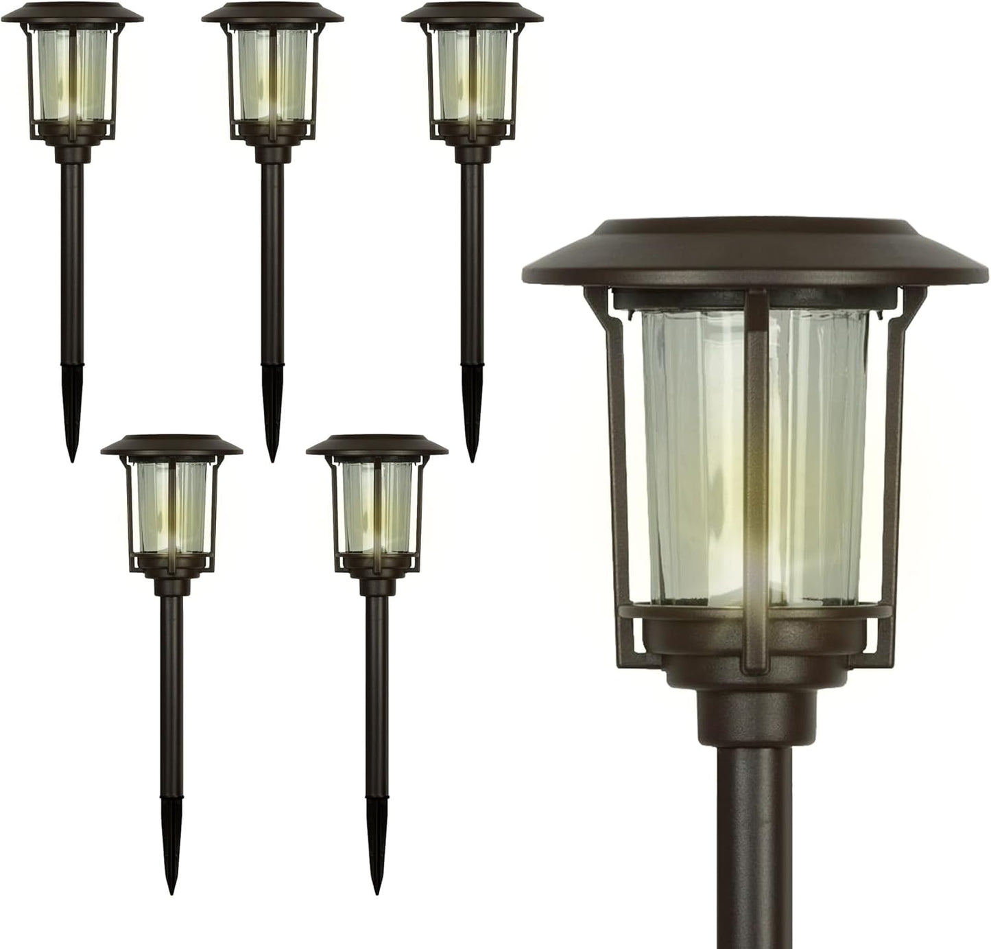 SmartYard 15-Lumen Solar Pathway Lights, Aluminum And Glass 6 Pack