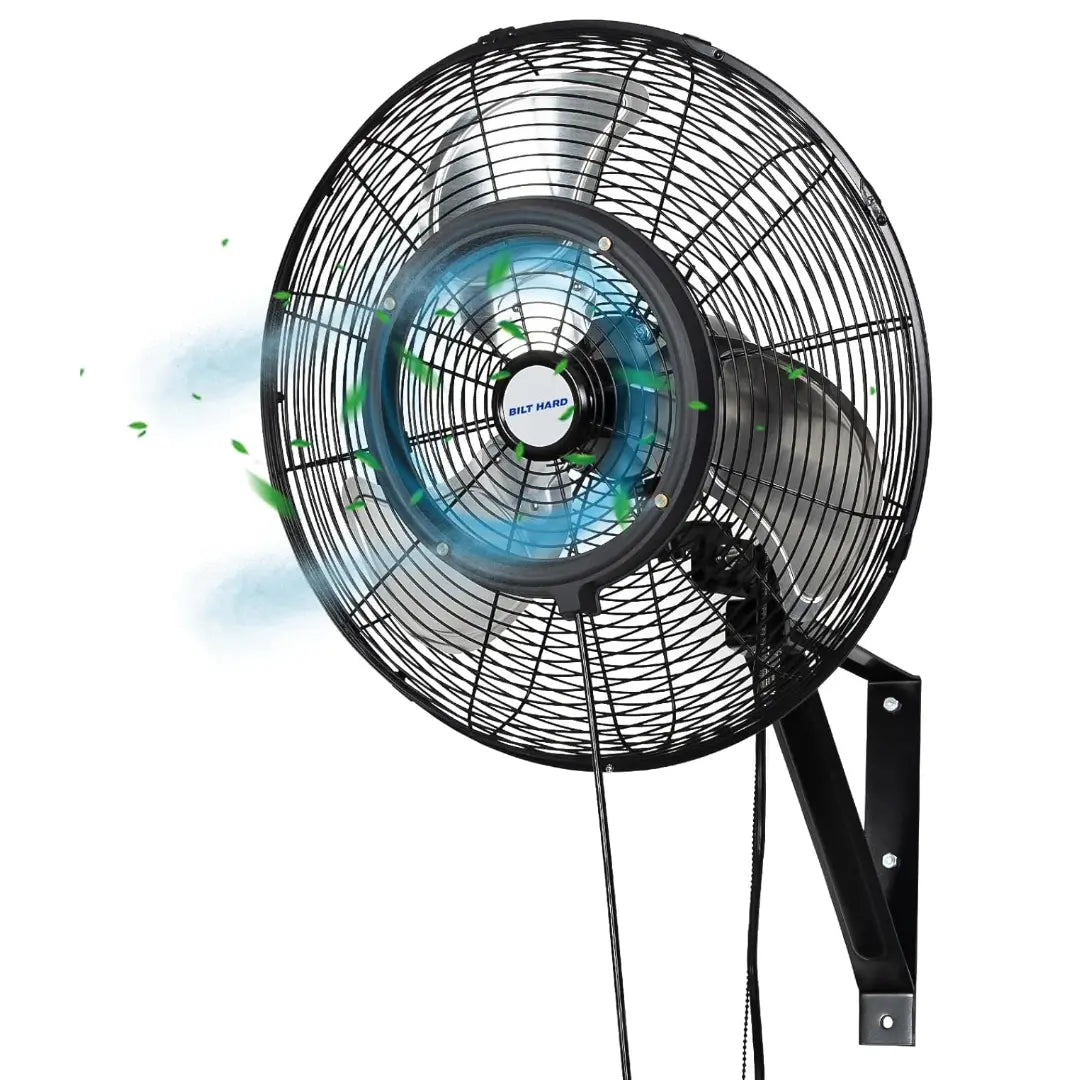 BILT HARD 20" Outdoor Wall Misting Fan: 3-Speed, 80° Oscillation, Waterproof, Heavy-Duty & UL Listed