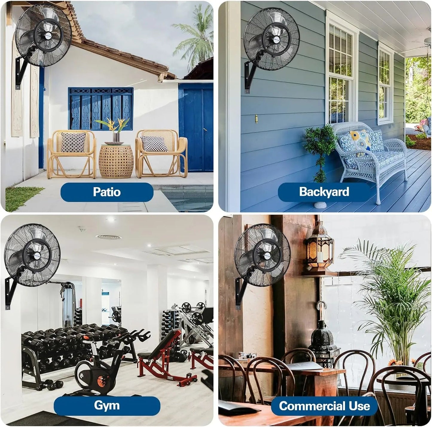 BILT HARD 20" Outdoor Wall Misting Fan: 3-Speed, 80° Oscillation, Waterproof, Heavy-Duty & UL Listed