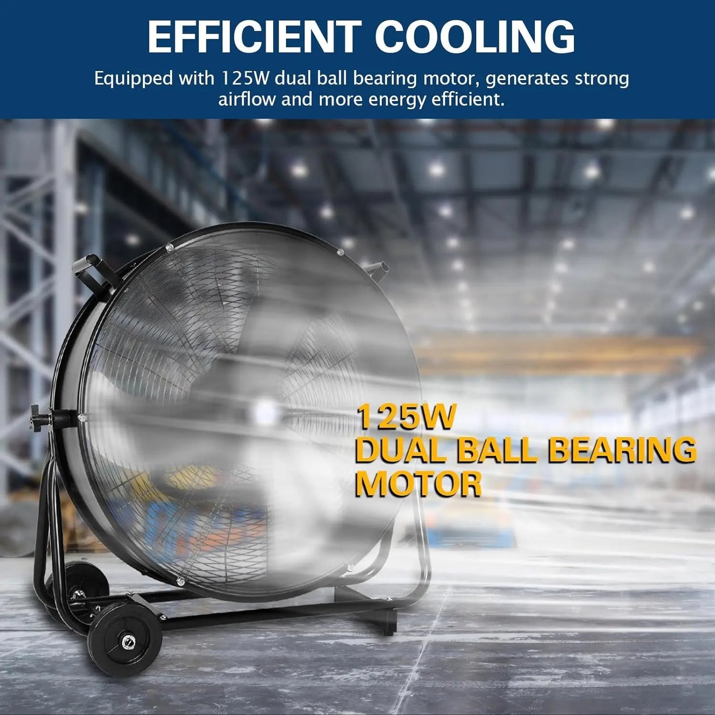 BILT HARD 24" Ultra Quiet Variable Speed Drum Fan: 7800 CFM, DC Motor, Heavy Duty Industrial Shop Fan, UL Listed