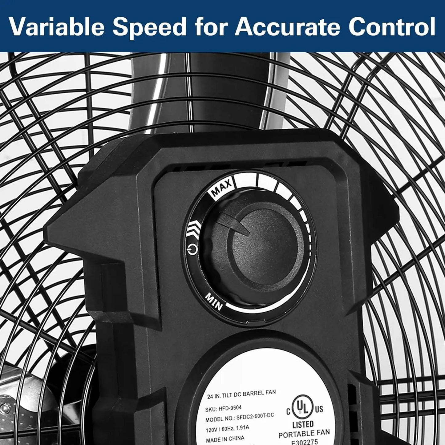 BILT HARD 24" Ultra Quiet Variable Speed Drum Fan: 7800 CFM, DC Motor, Heavy Duty Industrial Shop Fan, UL Listed