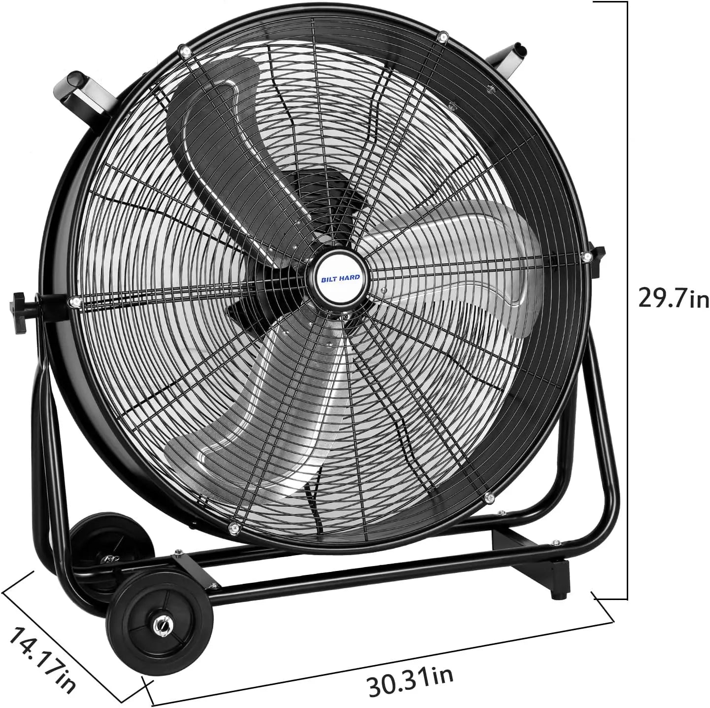 BILT HARD 24" Ultra Quiet Variable Speed Drum Fan: 7800 CFM, DC Motor, Heavy Duty Industrial Shop Fan, UL Listed