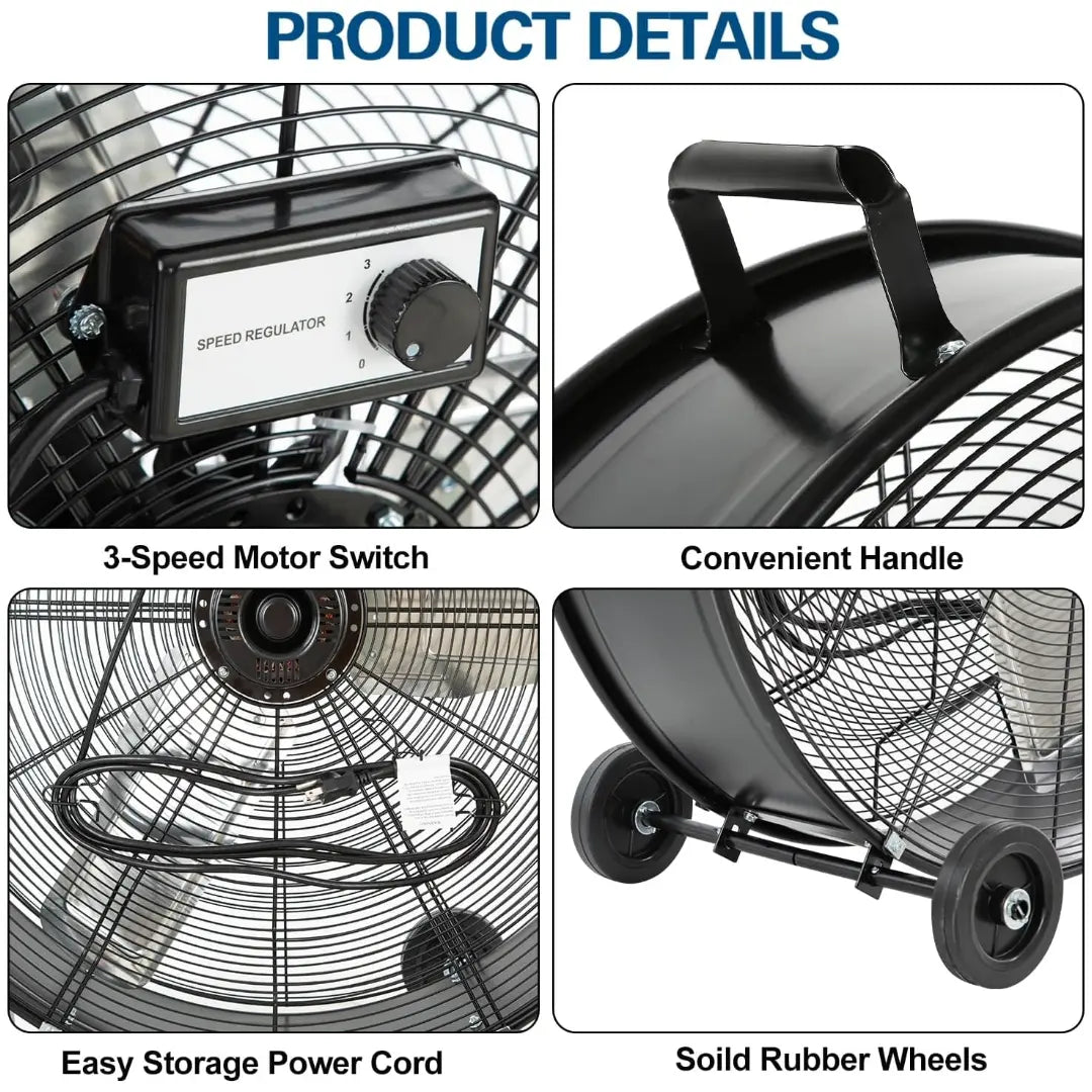 BILT HARD 34" 15000 CFM Industrial Drum Fan, 3-Speed Heavy Duty Shop Fan – UL Listed