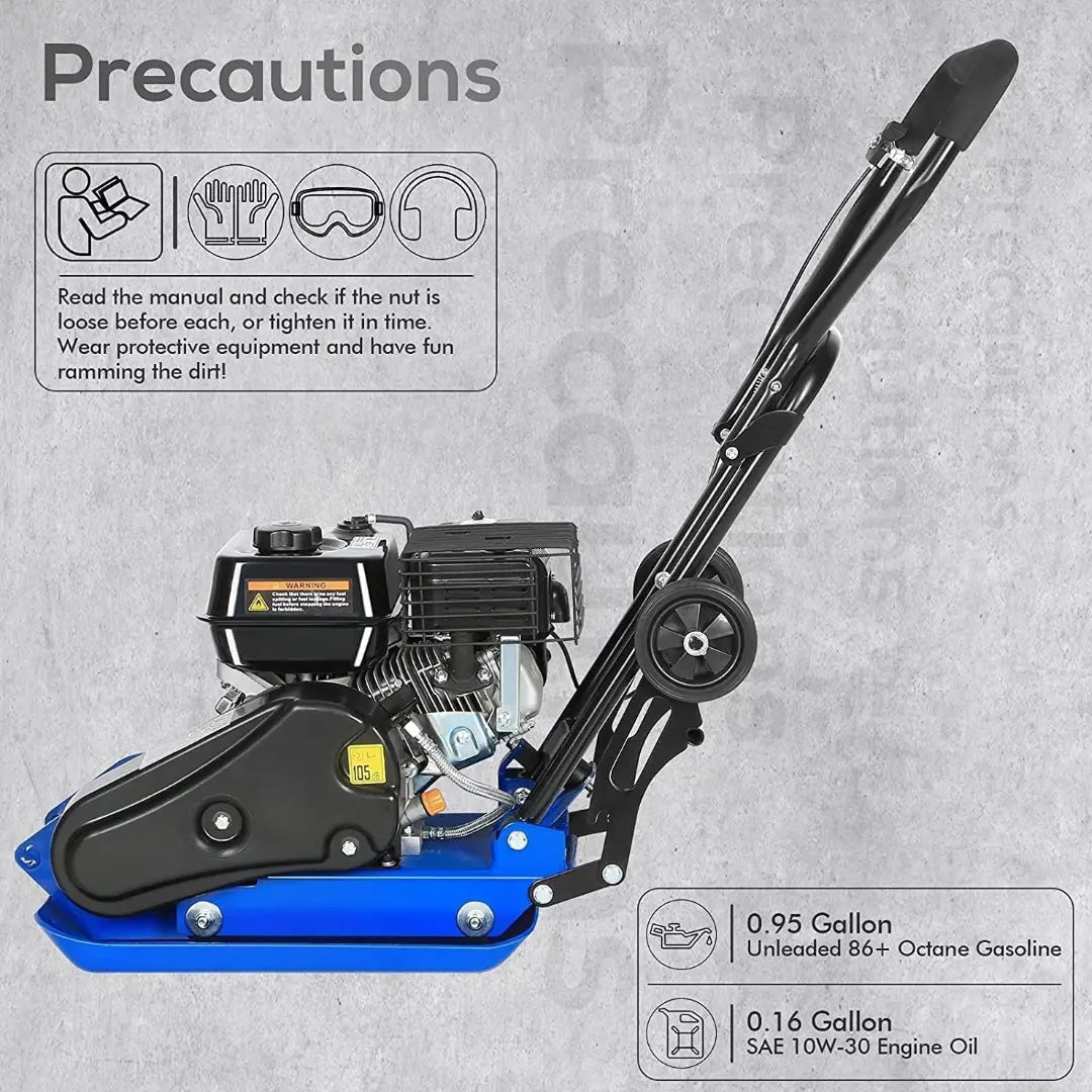 BILT HARD 2500 lbs Plate Compactor Rammer, 6.5HP 196cc Gas Engine, 5500 VPM, EPA Compliant