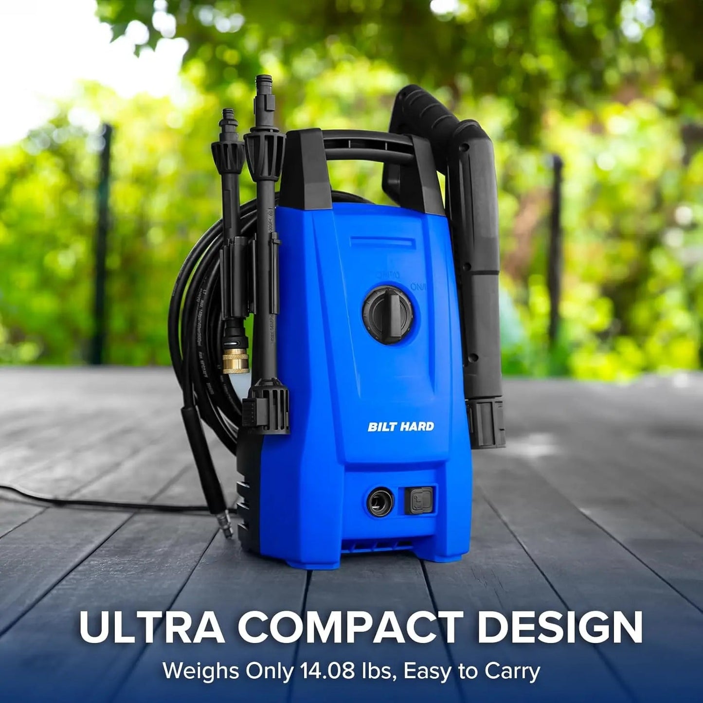Electric Pressure Washer, 1800 PSI 1.7 GPM Power Washer, Ultra Compact, Lightweight, with 2 Spray Nozzles, 20 Ft Hose, 35 Ft Power Cord, Foam Cannon, for Cleaning Cars, Driveway, Fencing