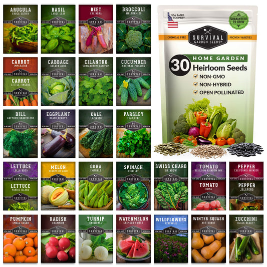 Home Garden Seed Collection - 30 Pack of Vegetables & Herb Seeds