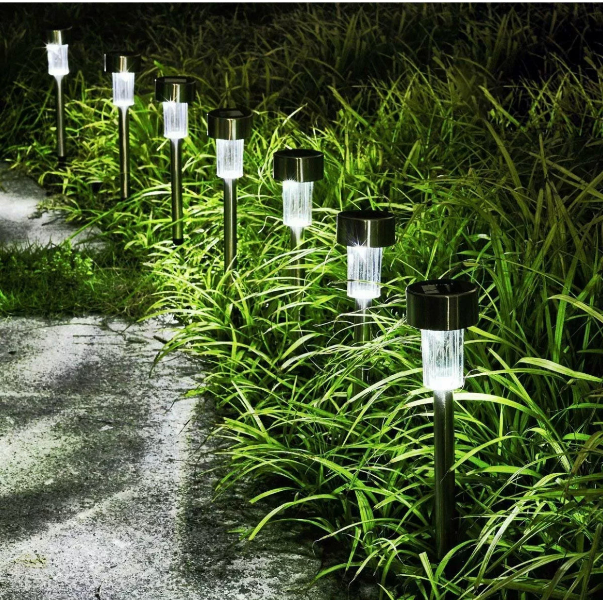 48 Pack Outdoor Stainless Steel Led Solar Power Light Lawn Garden Landscape Pathway