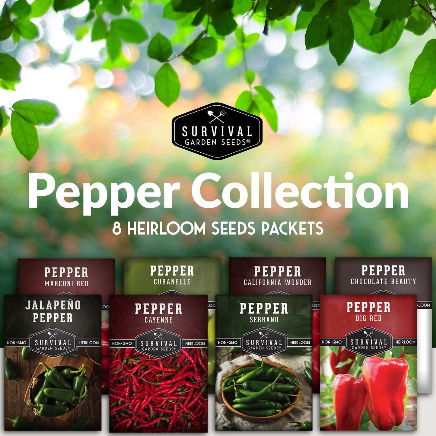 8 Peppers Seed Collection  - Sweet & Hot Peppers
