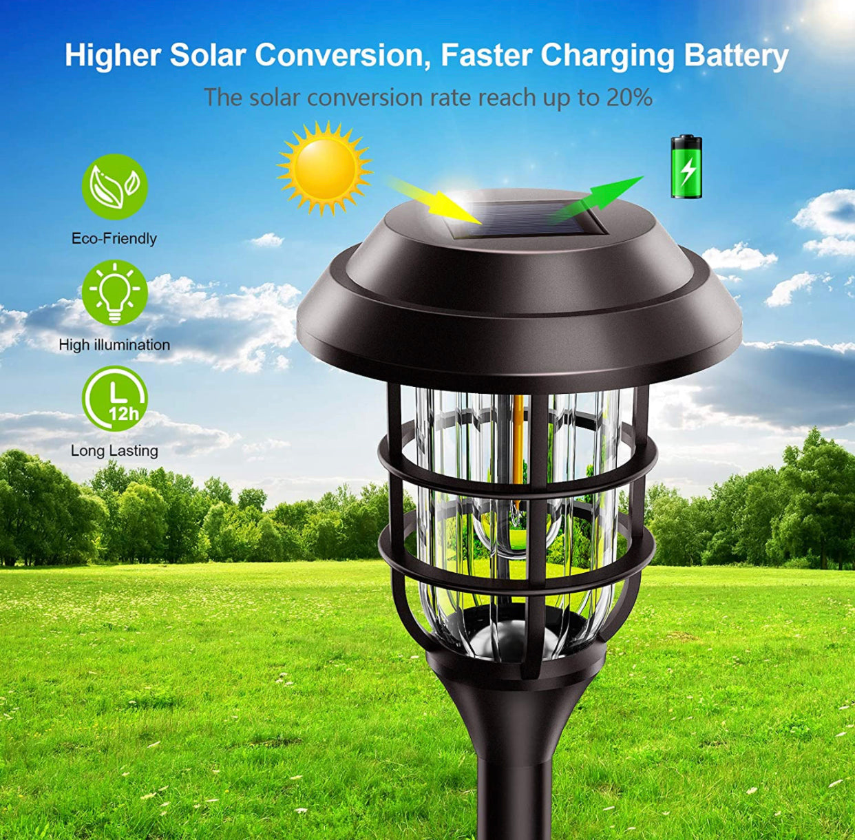 LANSGARINE Solar Pathway Lights Outdoor 8 Pack