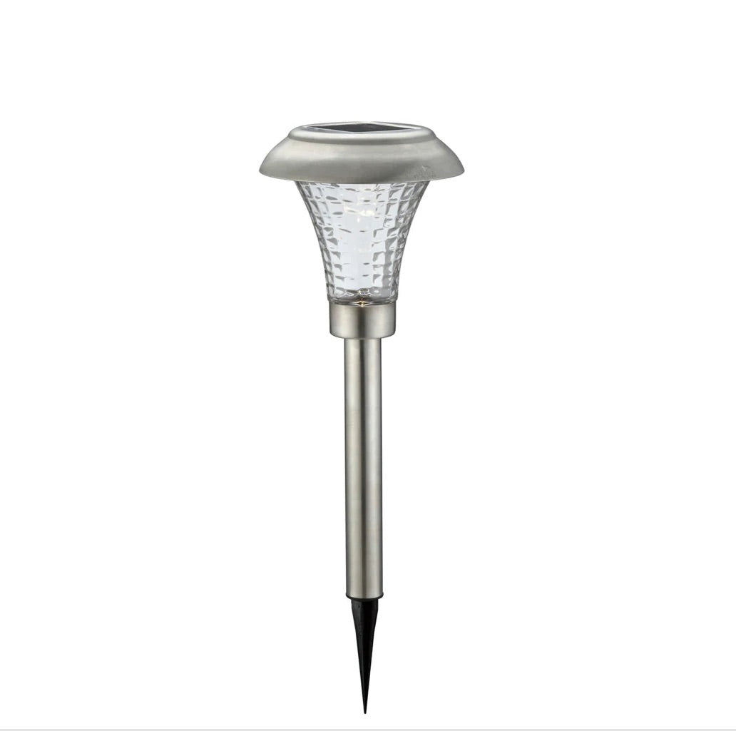 High-End 8 Pack Solar Pathway Lights Glass Stainless Steel Warm White, Auto On/off 15 Lumen