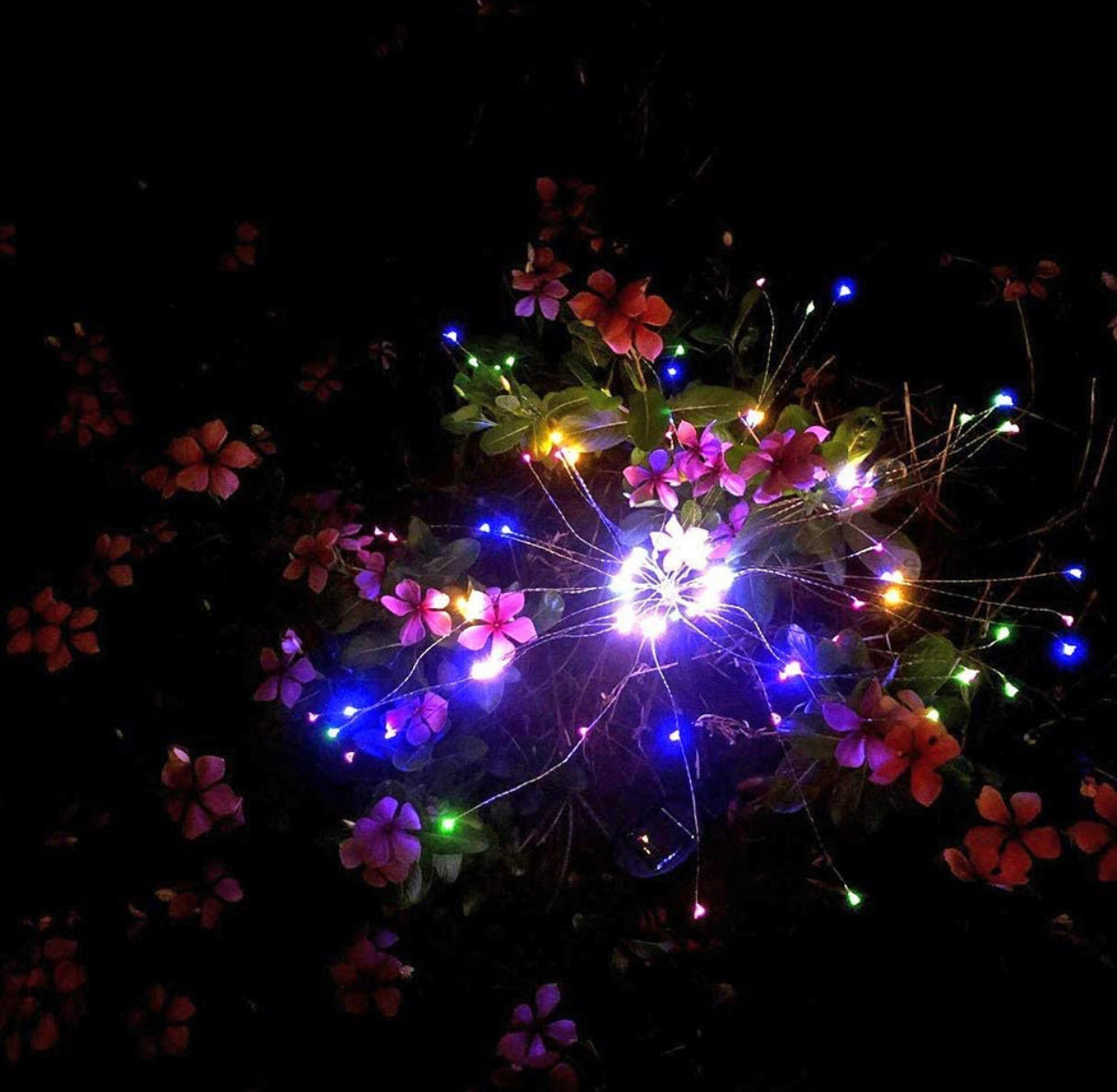 2 Pack Solar Garden Firework Lights Solar Powered String Light with 2 Lighting Modes Twinkling and Steady