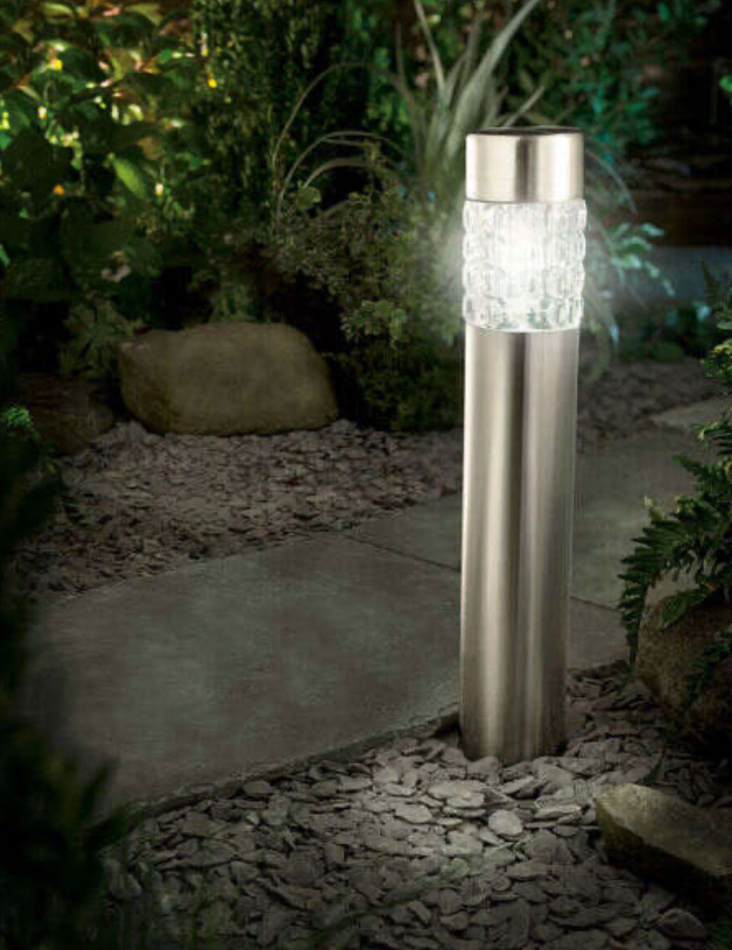 Hampton Modern Stainless Steel Solar Powered LED Bollard Pathway  Light -15 Pack