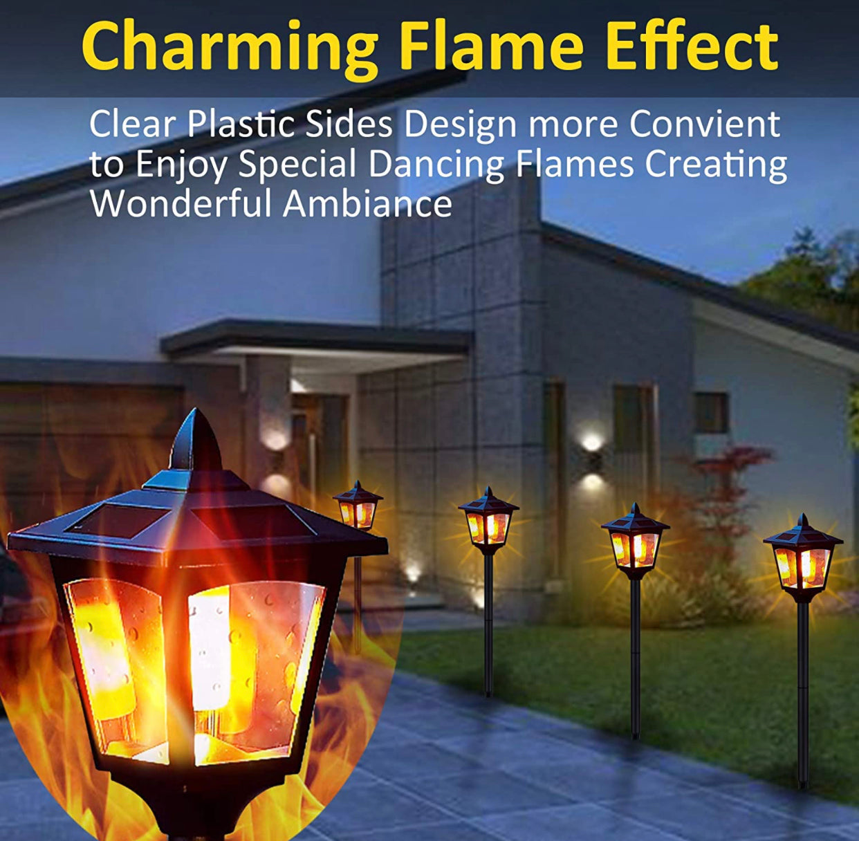 SmartYard Solar Garden Lights - Torches Outdoor Patio Decor Lighting 43" Flames Post Fence Lamps - 2 Pack