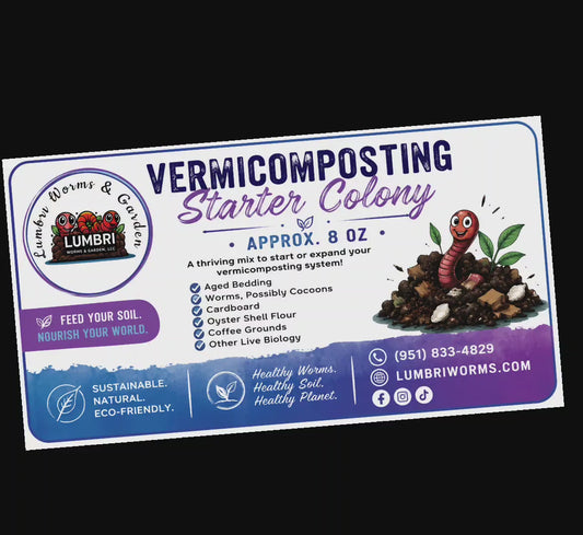 8 oz Worm Starter Colony | Red Wigglers or European Nightcrawlers | Live Composting Worms