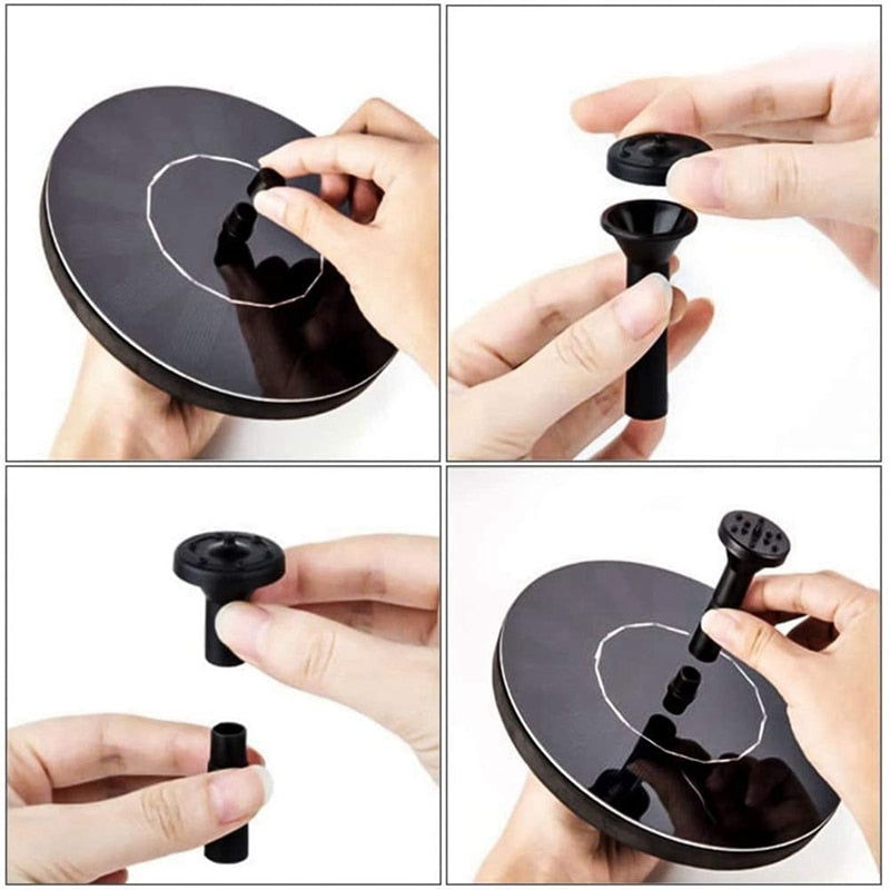 Solar Fountain Pump 2.5W Circle Floating Solar Water Fountains Pump Built-in Battery Backup with 6 Nozzles