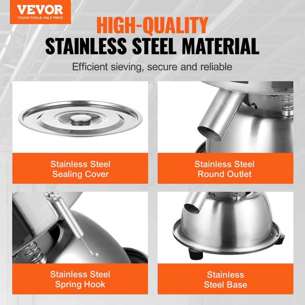 VEVOR Electric Vibrating Sieve Machine with 10+60 Mesh Automatic Sifter Shaker for Worm Casting Production